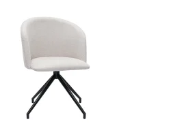 Silla de diseño giratoria 360° de terciopelo beige texturizado y metal negro VANITY