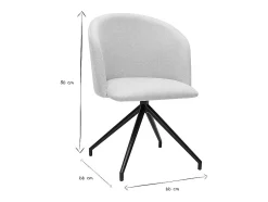 Silla de diseño giratoria 360° de terciopelo beige texturizado y metal negro VANITY
