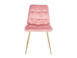 Silla de diseño Harriet de terciopelo rosa con patas doradas