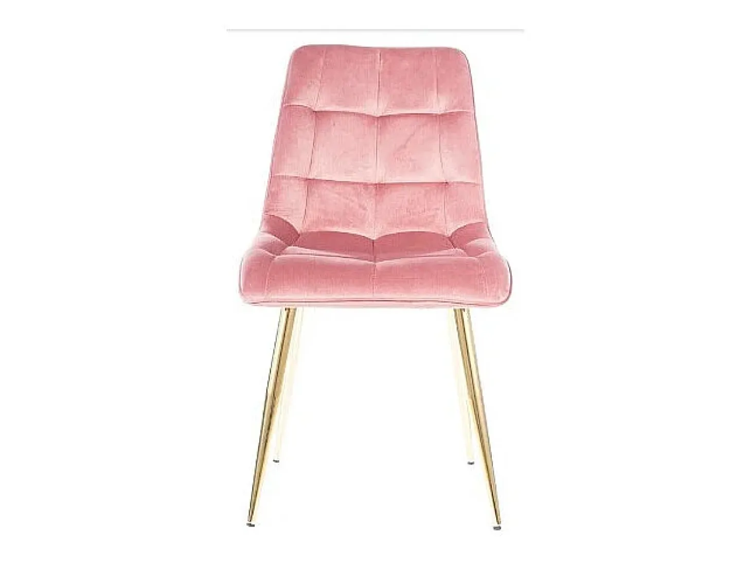 Silla de diseño Harriet de terciopelo rosa con patas doradas