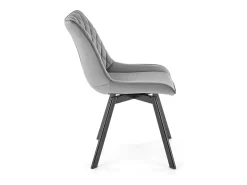 Silla de diseño Jovil de metal negro y terciopelo gris