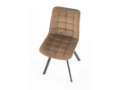 Silla de diseño Liberty de terciopelo beige con patas de metal negro