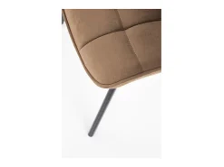 Silla de diseño Liberty de terciopelo beige con patas de metal negro