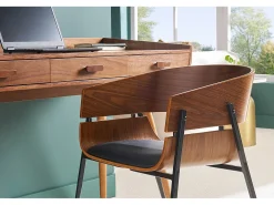 Silla de diseño negra y madera oscura WESS