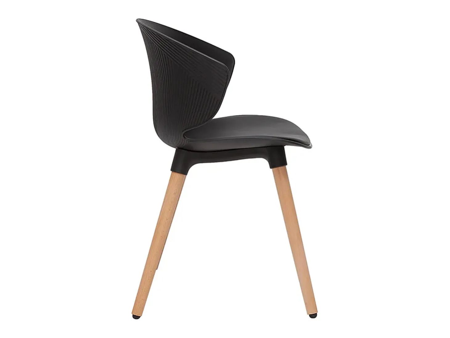 Silla de diseño negra y madera clara WING