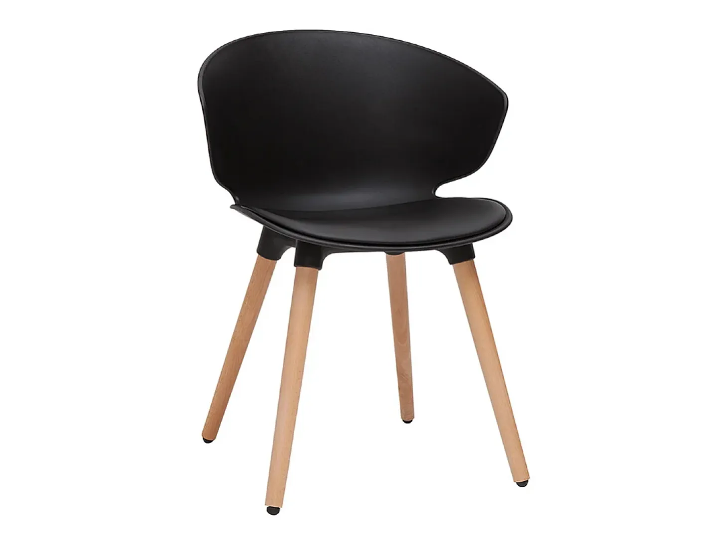 Silla de diseño negra y madera clara WING