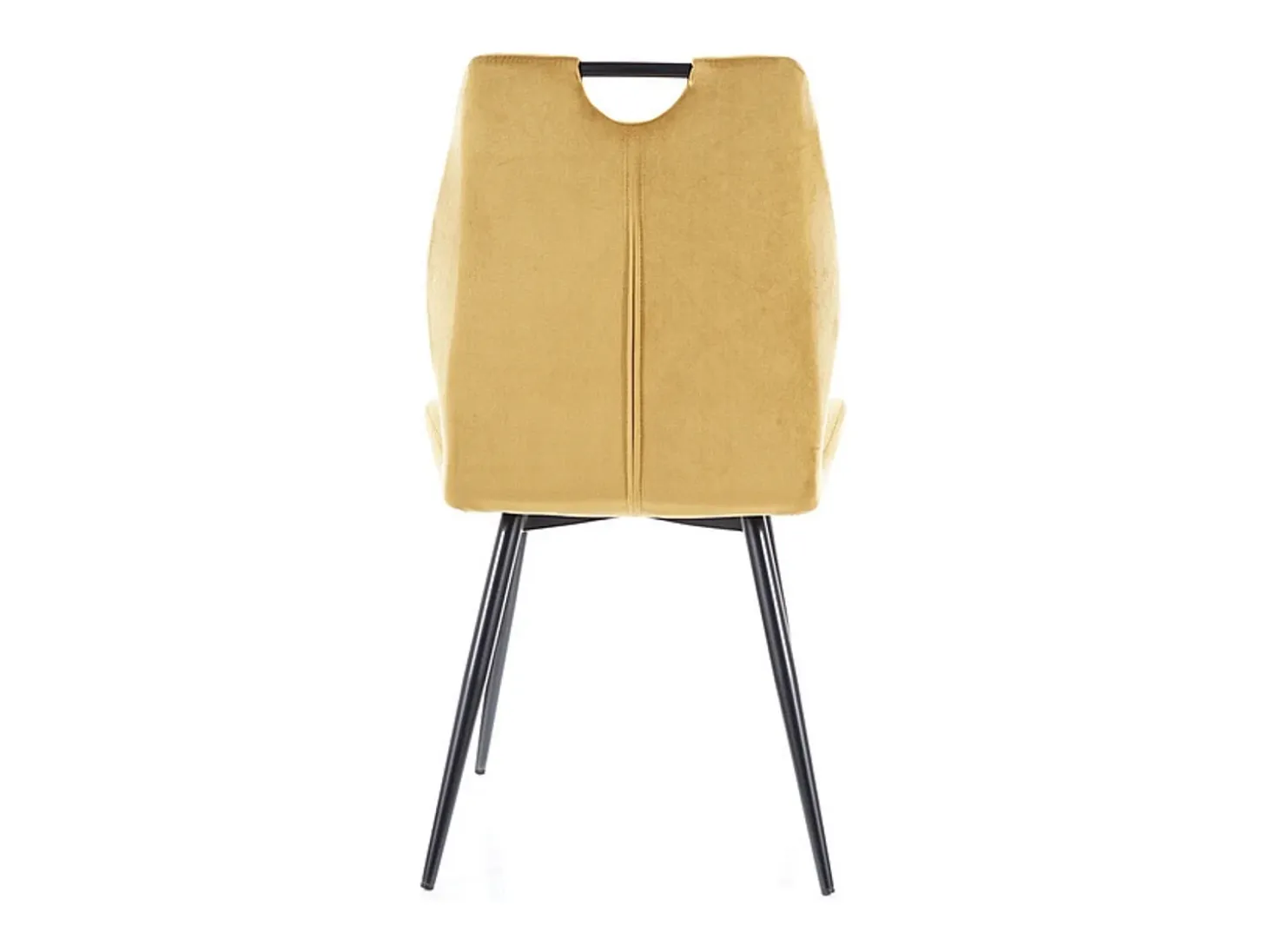Silla de diseño Skal de metal negro y terciopelo amarillo