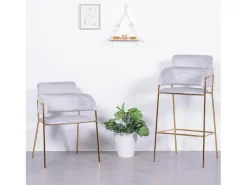 Silla de diseño tapizada en terciopelo y patas doradas - Cruiser - Gris