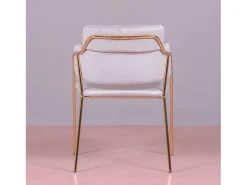 Silla de diseño tapizada en terciopelo y patas doradas - Cruiser - Gris