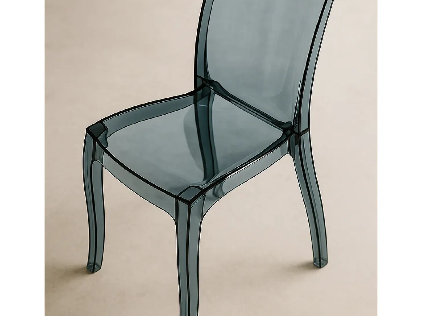 Silla de diseño transparente de cocina y comedor Cristal Light - Transparente Antracita Negro