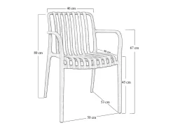 Silla de exterior Iside en plástico negro premium comfort con reposabrazos