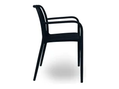 Silla de exterior Iside en plástico negro premium comfort con reposabrazos