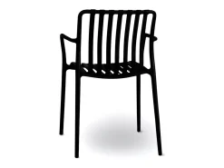 Silla de exterior Iside en plástico negro premium comfort con reposabrazos