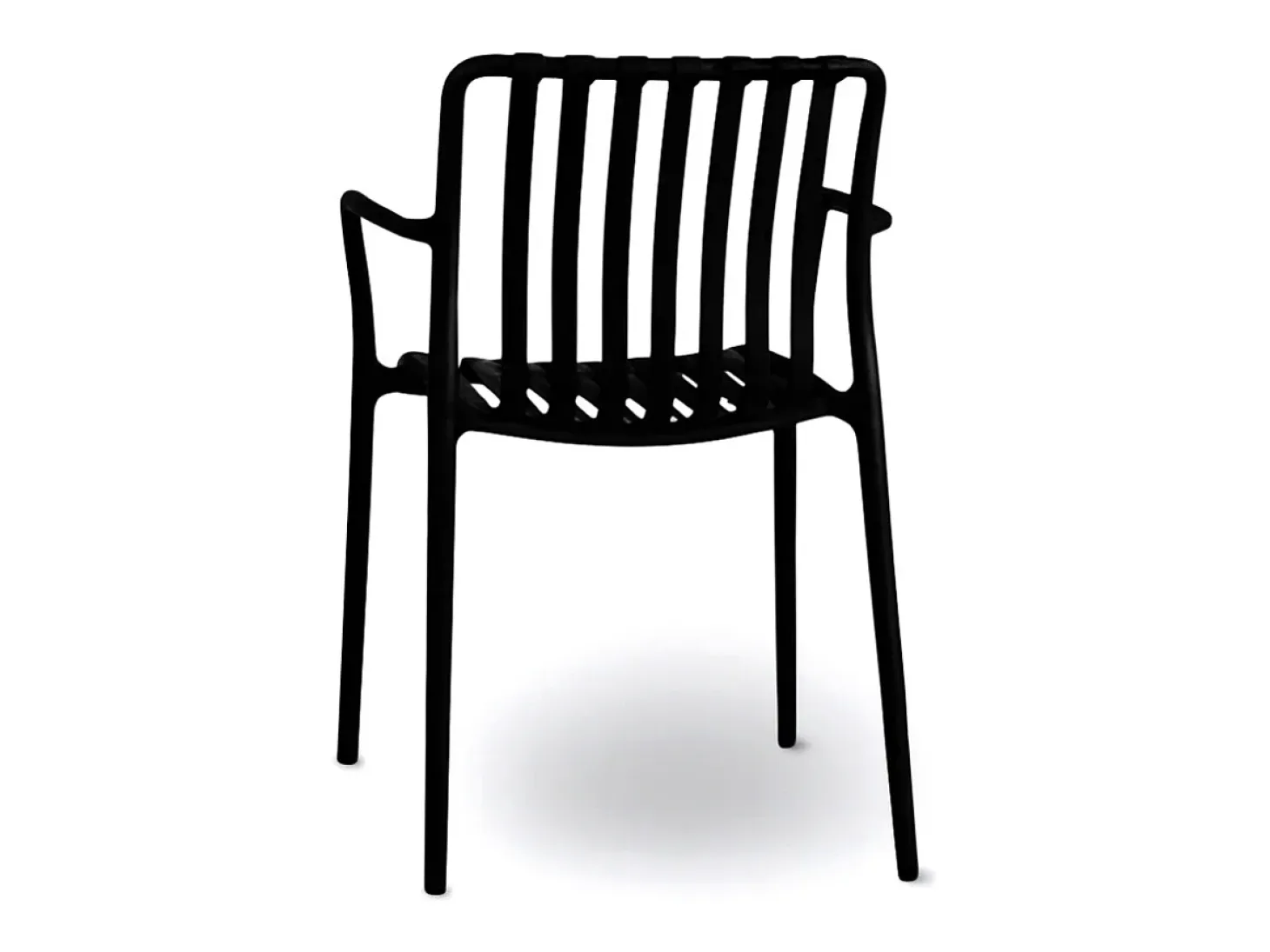 Silla de exterior Iside en plástico negro premium comfort con reposabrazos