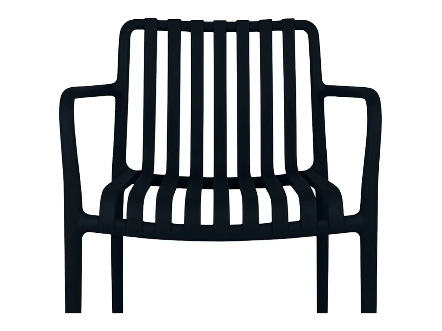 Silla de exterior Iside en plástico negro premium comfort con reposabrazos