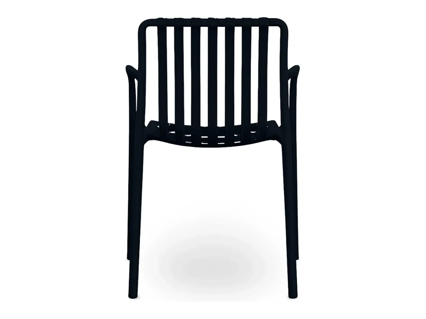 Silla de exterior Iside en plástico negro premium comfort con reposabrazos