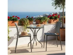 Silla de exterior Loira apilable gris 78,5x38x49 cm