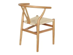 Silla de madera con asiento de cuerda, set de 2 natural