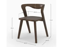 Silla de madera de hevea oscura, respaldo curvado - Vega