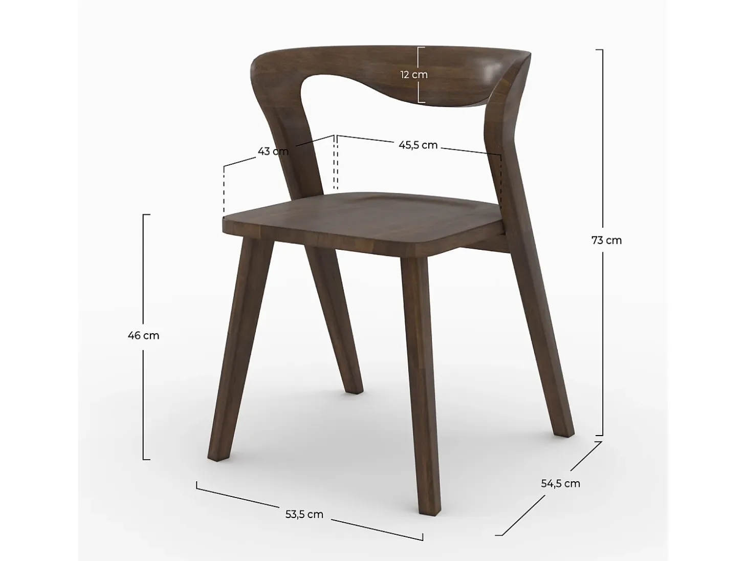Silla de madera de hevea oscura, respaldo curvado - Vega