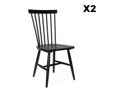 Silla de madera de hevea, set de 2 negro