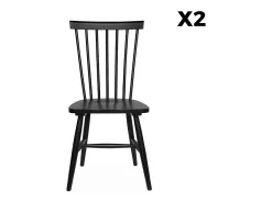 Silla de madera de hevea, set de 2 negro