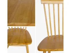 Silla de madera de hevea, set de 2 natural