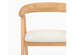 Silla de madera de hevea clara y tejido bouclé crema - Hawa