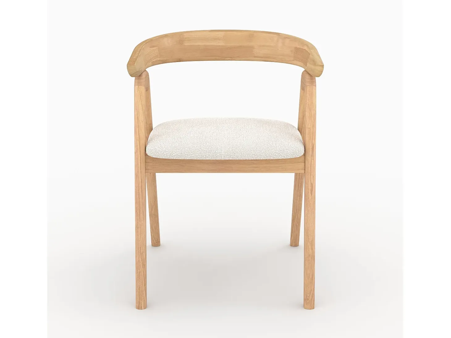 Silla de madera de hevea clara y tejido bouclé crema - Hawa