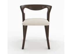Silla de madera de hevea oscura y tejido bouclé crema - Vega