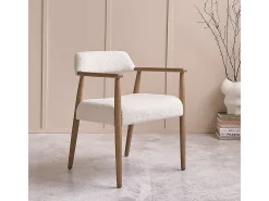Silla de madera de roble maciza y tela de rizo