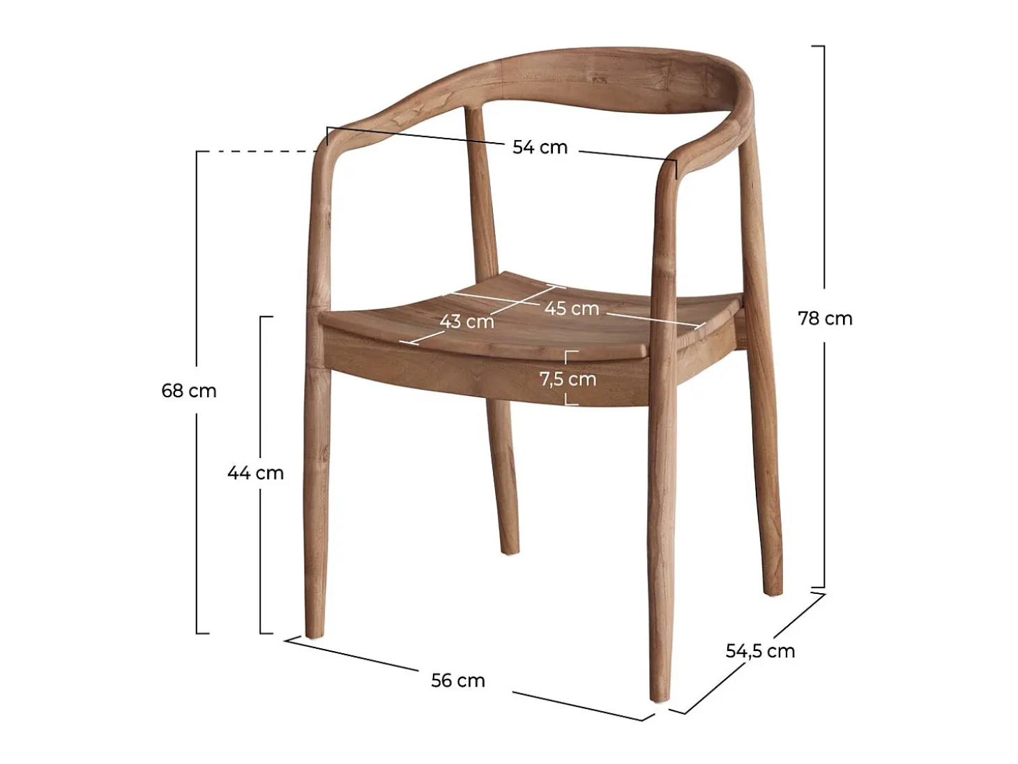 Silla de madera de teca biselada - Lombok