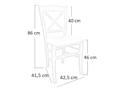 Silla de madera de Venecia con cruz de nogal oscuro y asiento de paja x 6