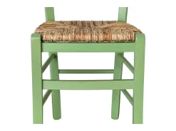 Silla de madera de Venecia verde con asiento de paja de arroz
