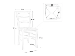 Silla de madera de Venecia verde con asiento de paja de arroz