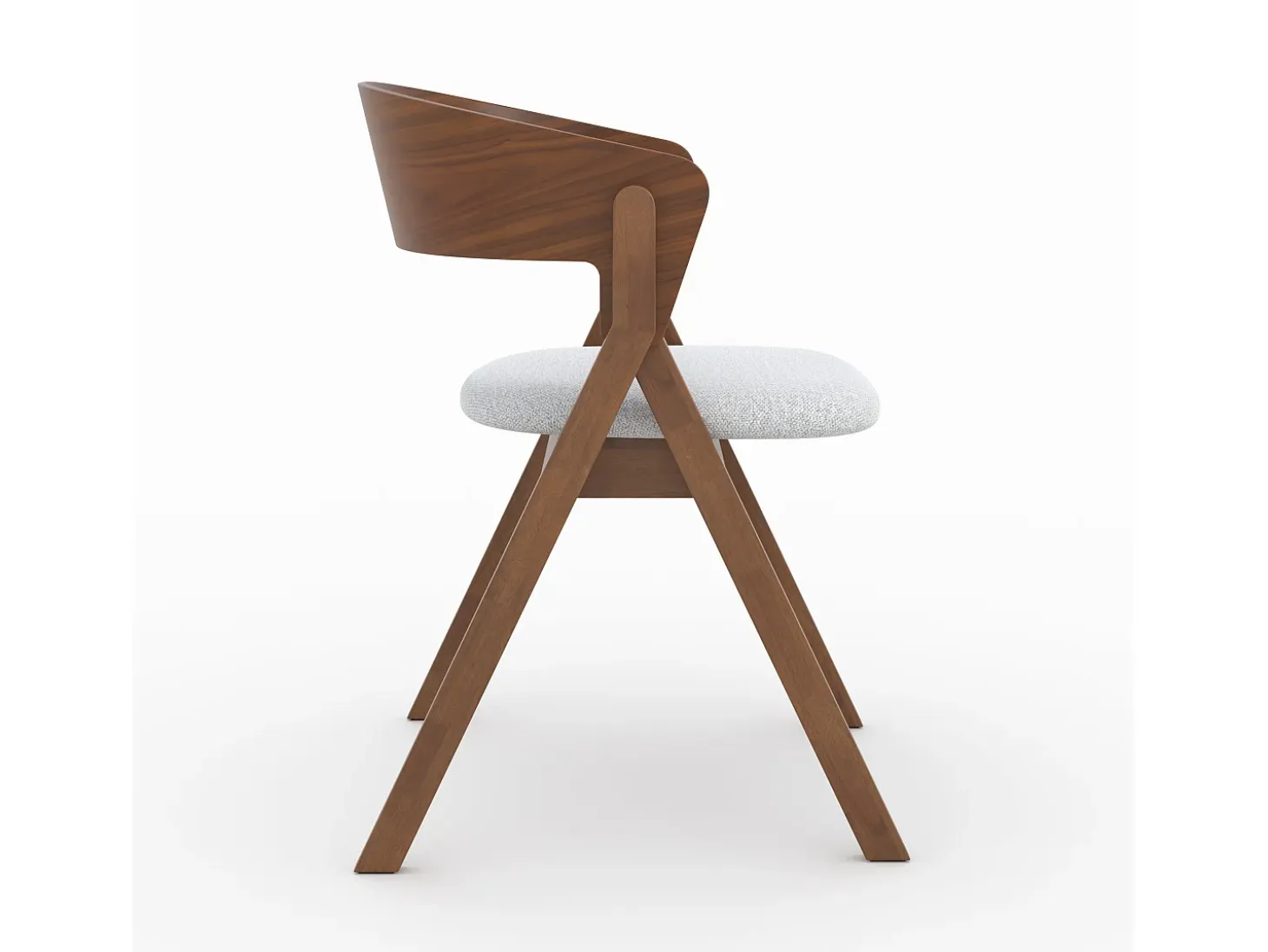 Silla de madera hevea y tela gris claro - Héloïse