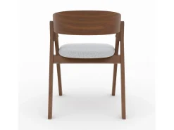 Silla de madera hevea y tela gris claro - Héloïse