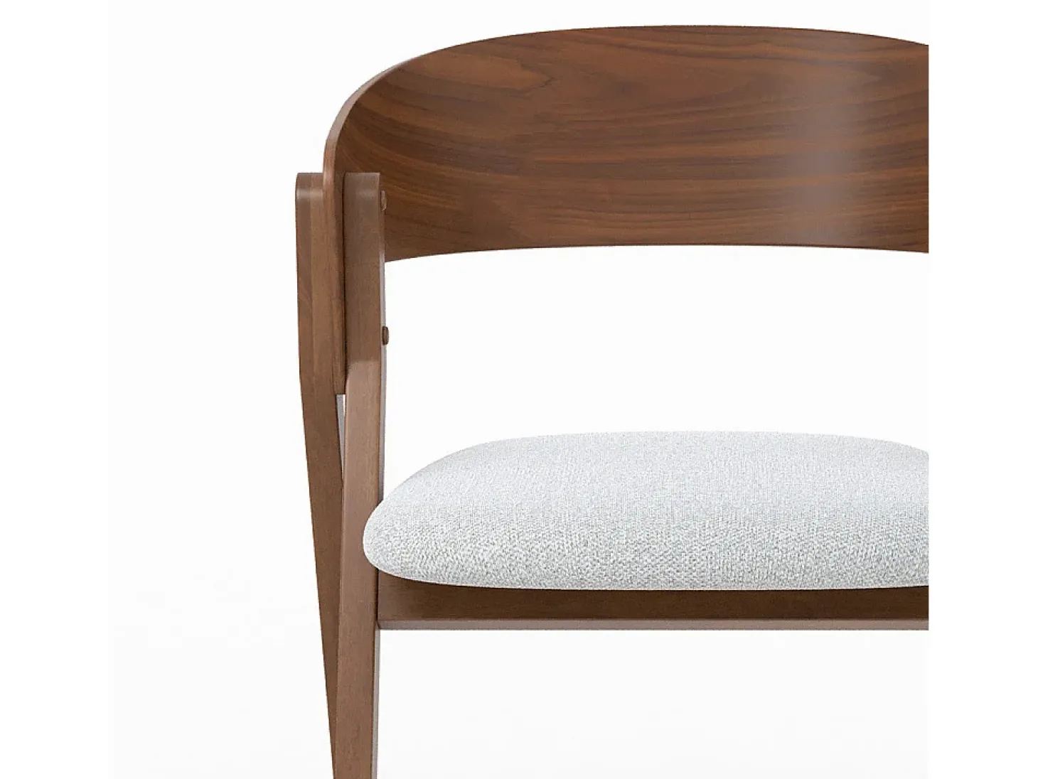 Silla de madera hevea y tela gris claro - Héloïse
