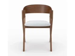 Silla de madera hevea y tela gris claro - Héloïse