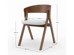 Silla de madera hevea y tela gris claro - Héloïse
