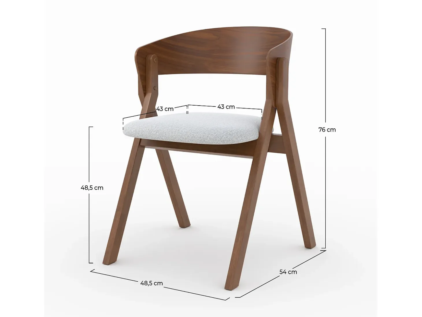 Silla de madera hevea y tela gris claro - Héloïse