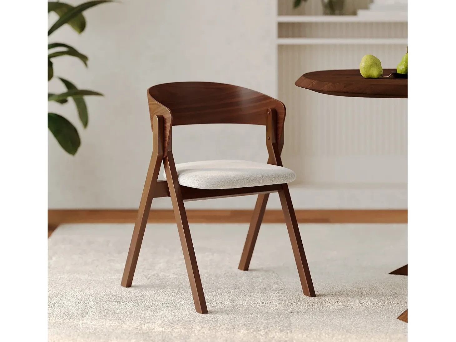 Silla de madera hevea y tela gris claro - Héloïse