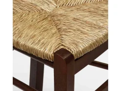 Silla de madera Loris con asiento de paja en nogal oscuro
