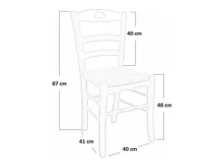 Silla de madera Loris con asiento de paja en nogal oscuro