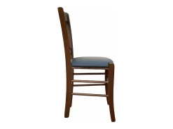 Silla de madera Loris para boda oscura con silla tapizada en piel gris antracita similar
