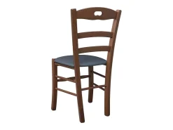 Silla de madera Loris para boda oscura con silla tapizada en piel gris antracita similar