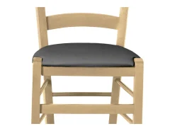 Silla de madera veneciana natural con asiento de piel sintética gris antracita
