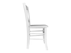Silla de madera veneciana antigua cruz blanca con asiento de madera