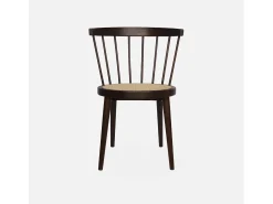 Silla de madera y caña, set de 2 madera oscura