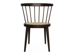 Silla de madera y caña, set de 2 madera oscura